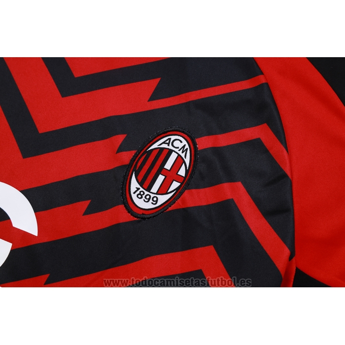 Chandal del AC Milan Manga Corta 2023-2024 Rojo y Negro